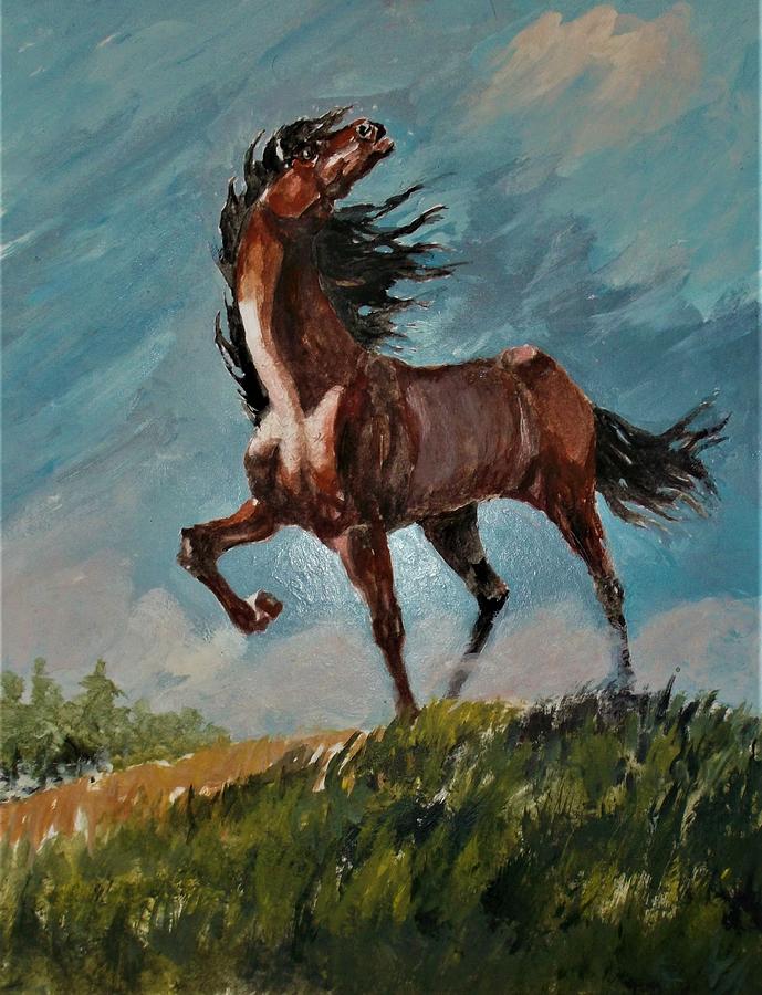 Mythical Valiant Stallion Painting by Al Brown