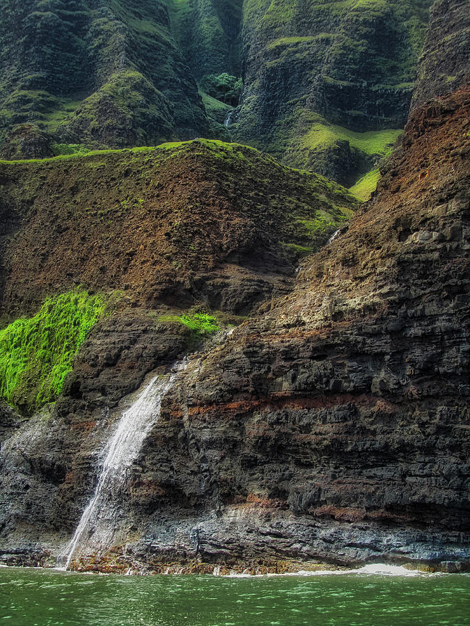 Na Pali Coast Waterfall Photograph by Andy Konieczny