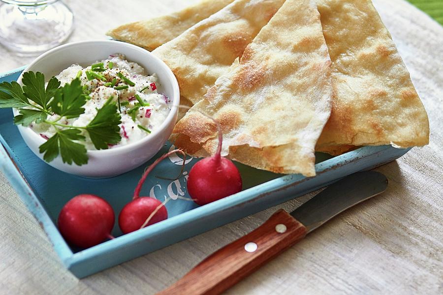 Naan Bread With A Radish Dip Photograph by Helena Krol