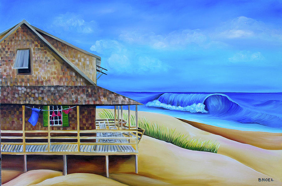Nags Head Cottage with Clothesline Painting by Barbara Noel