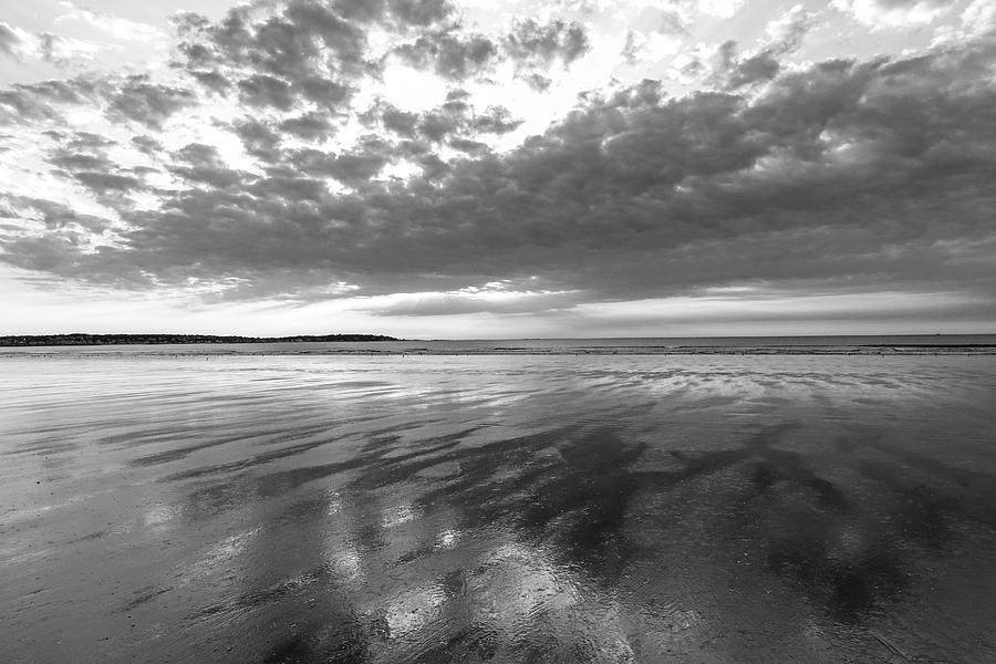 Nahant Beach Sunrise Reflection Nahant MA Black and White Photograph by Toby McGuire