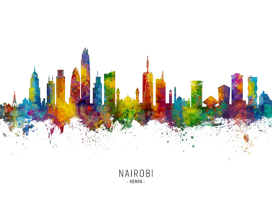 Nairobi Kenya Skyline Digital Art by Michael Tompsett