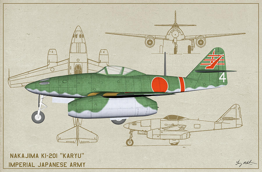 Nakajima Ki201 Profile Art Digital Art by Tommy Anderson Pixels