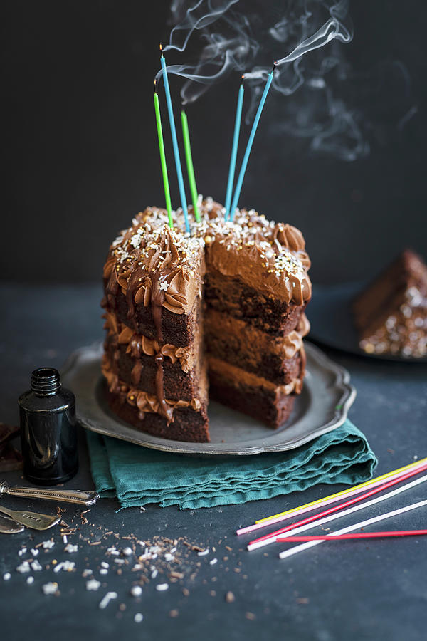 Naked Chocolate Cake Photograph by Lucy Parissi