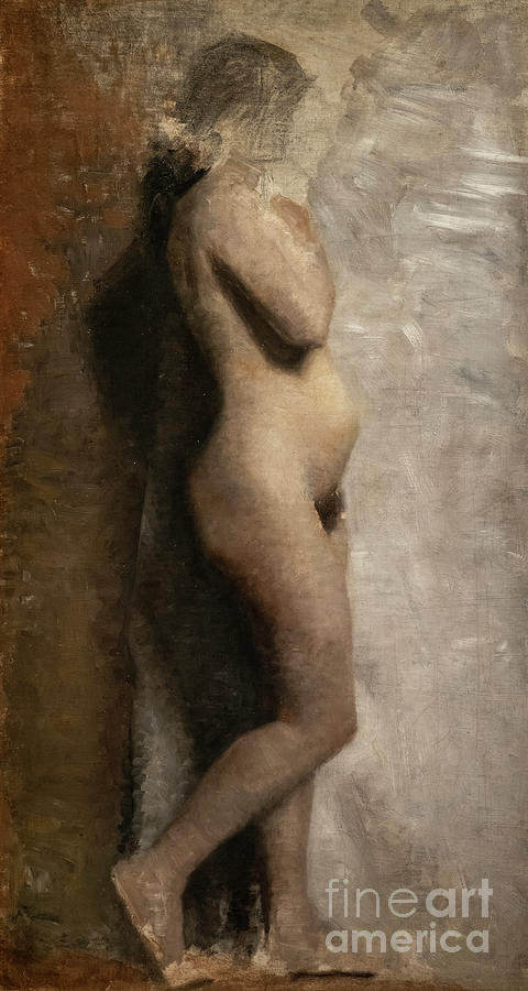 Naked Female Model, Profile, 1886 Painting by Vilhelm Hammershoi