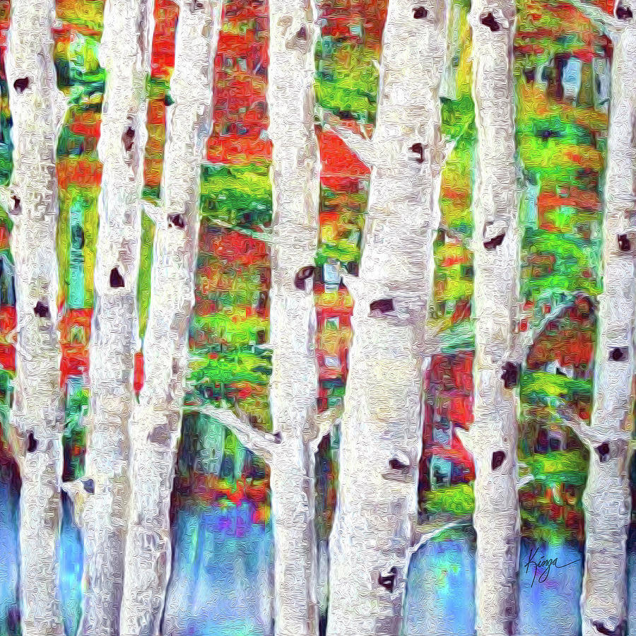 Naked White Birch In Front Of Fall Forest Mixed Media By Kinga Baransky