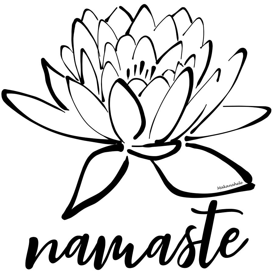Lily Digital Art - Namaste Lotus Calligraphy by Lea Hollingsworth-Ramsey