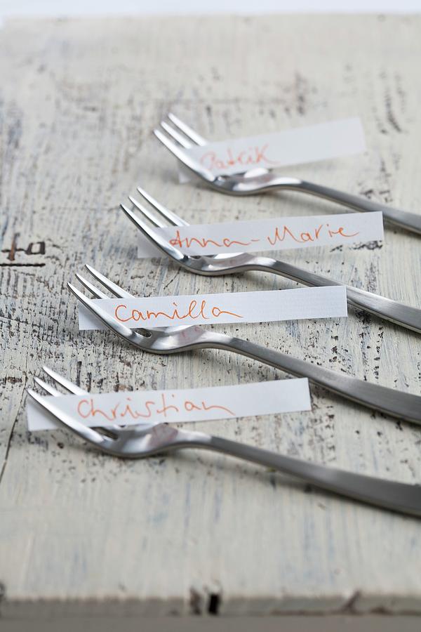 Name Tags On Cake Forks Photograph by Schindler, Martina