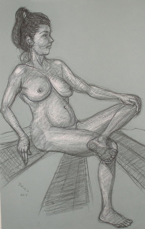 Nude Drawing - Nancy Seated 2 by Donelli  DiMaria