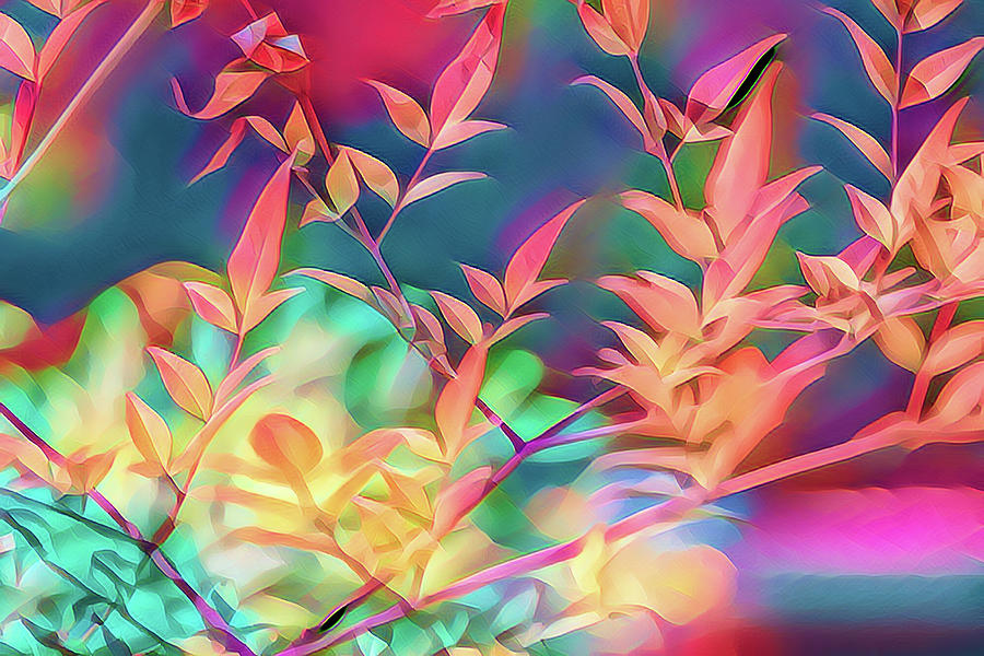 Flower Mixed Media - Nandina Leaves Artistic 1 by Linda Brody