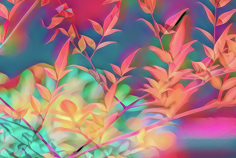 Flower Digital Art - Nandina Leaves Artistic 2 by Linda Brody