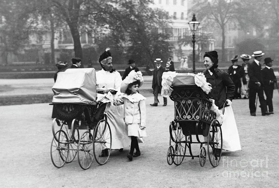 Nannies And Children Strolling In Park Photograph by Bettmann - Fine ...