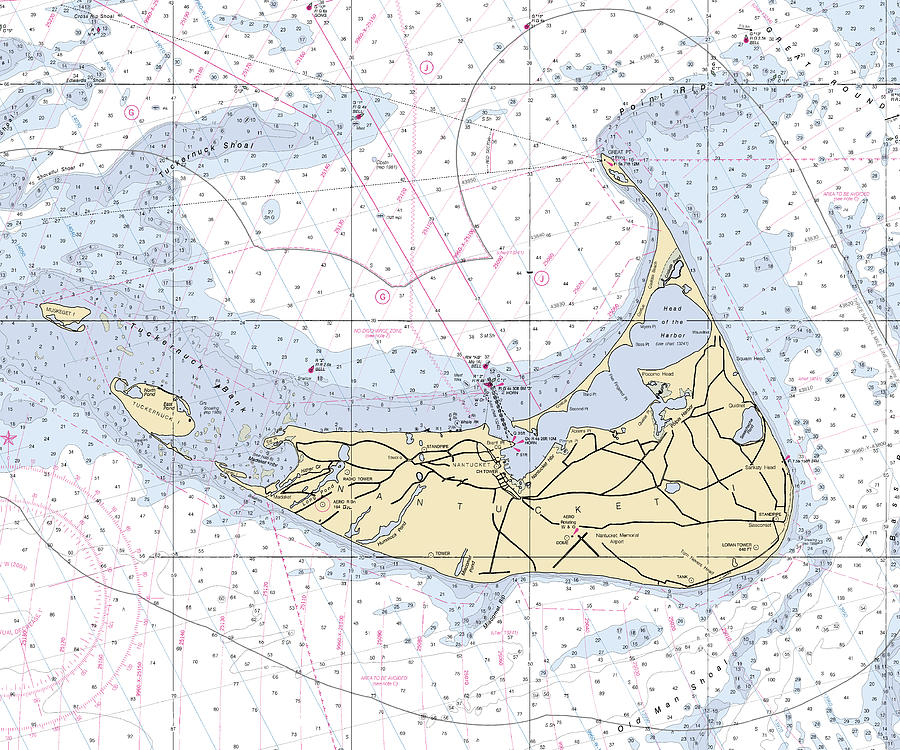 Nantucket-5x6-massachusetts Nautical Chart Mixed Media by Sea Koast ...