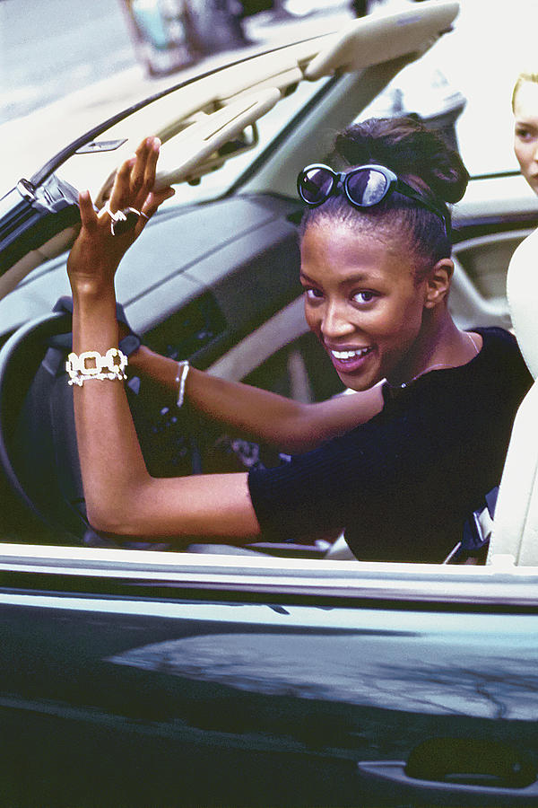 Naomi Campbell Wearing Jewellery While Driving Photograph by Arthur Elgort