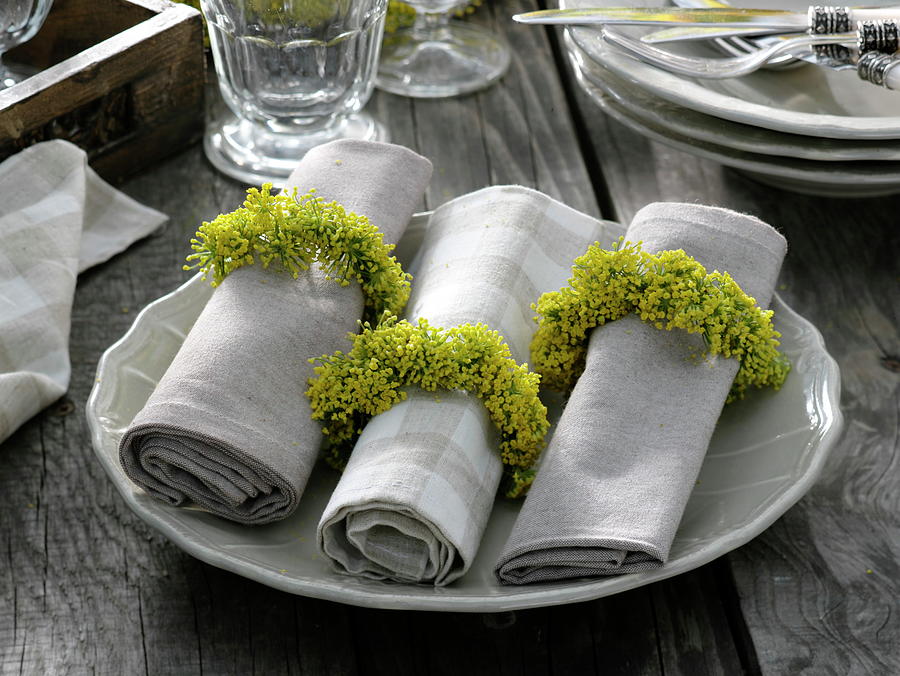 Napkin Rings Made Of Fennel Flowers Photograph by Friedrich Strauss