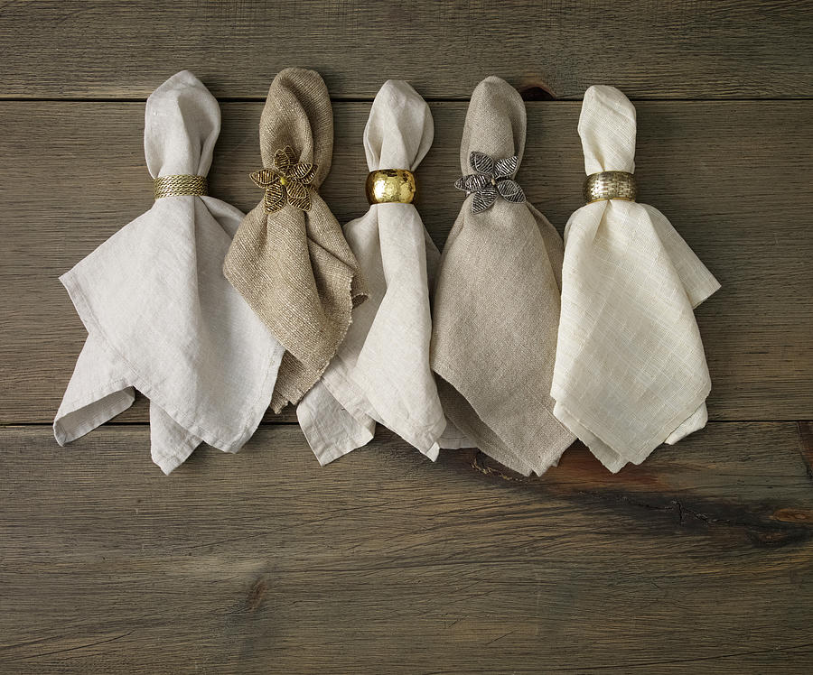 Napkins With Napkin Rings Photograph by Mark Lund