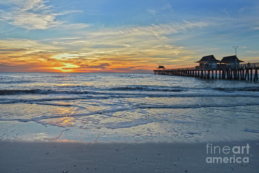 Naples Beach, Florida, Pier At Sunset Photograph