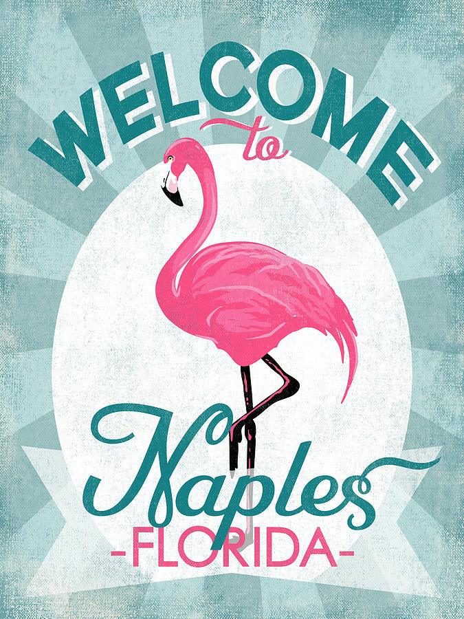 Naples Florida Pink Flamingo Digital Art by Flo Karp