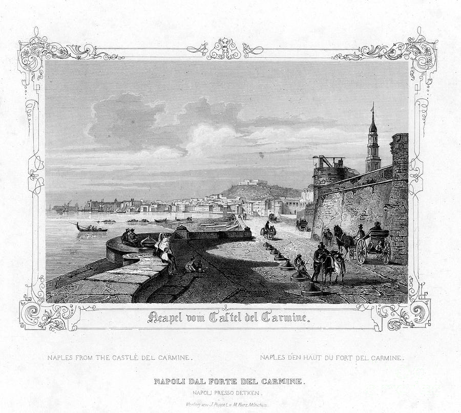 Naples From The Carmine Castle, Italy Drawing by Print Collector
