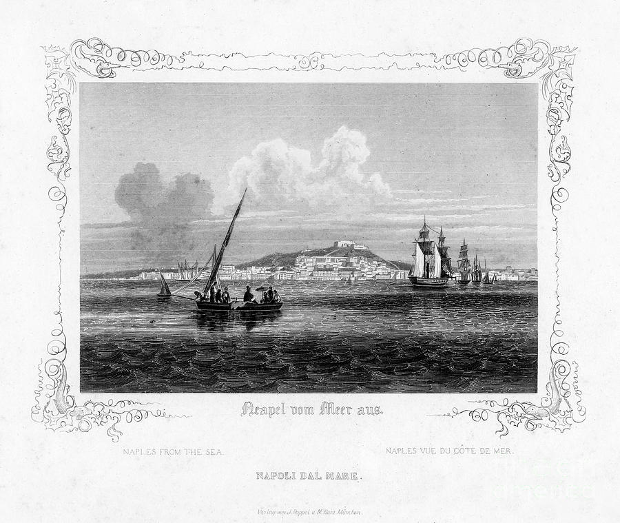 Naples From The Sea, 19th Century Drawing by Print Collector