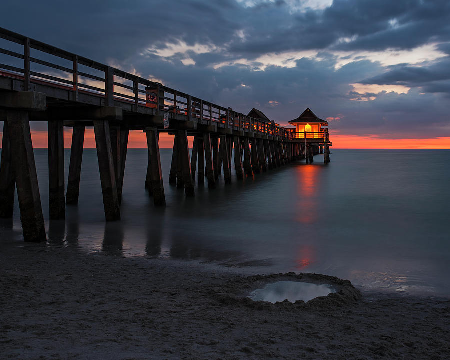 Naples Pier at Blue Hour Naples Florida Sunset Photograph by Toby McGuire