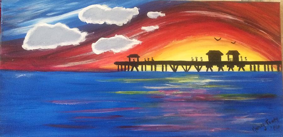 Sunset Painting - Naples Pier by Nancy Pratt