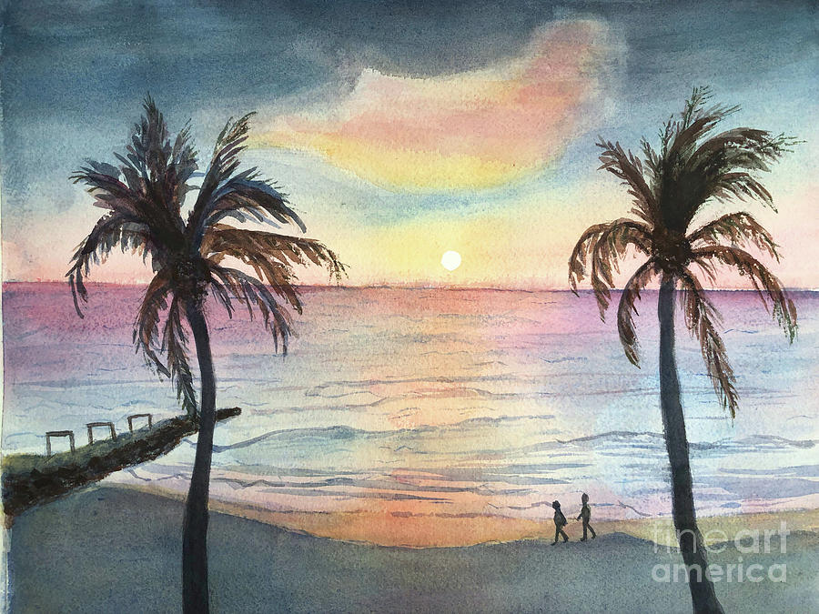 Naples Sunset Painting by Carol DENMARK