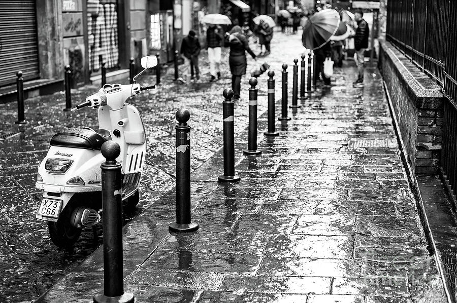 Naples Vespa in the Rain Photograph by John Rizzuto