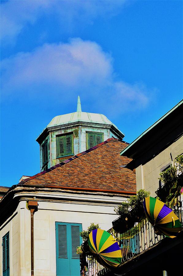Napoleon House And Mardi Gras Umbrellas In The French Quarter Photograph by Michael Hoard