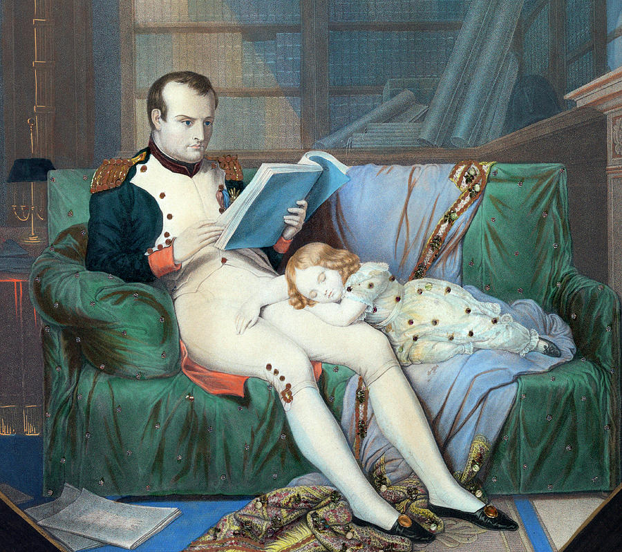 Napoleon Reading With Son Photograph by Science Source