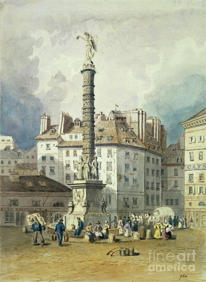 Napoleons Column, Place Du Chatelet Drawing by Print Collector
