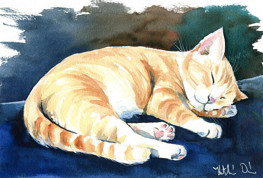Naptime Cat Painting Painting by Dora Hathazi Mendes