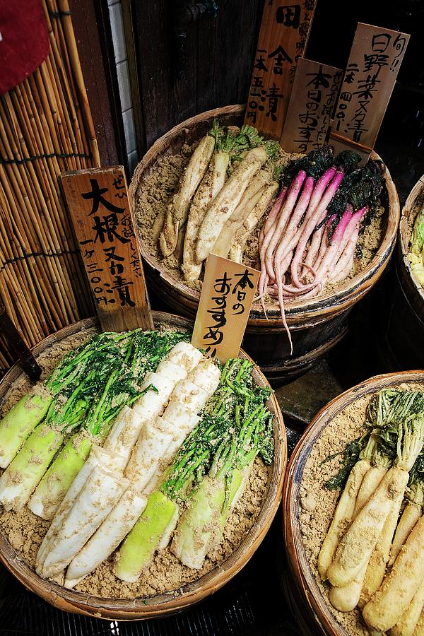 Nara Zuke pickled Vegetables, Japan At A Market Photograph by Nicolas Lemonnier