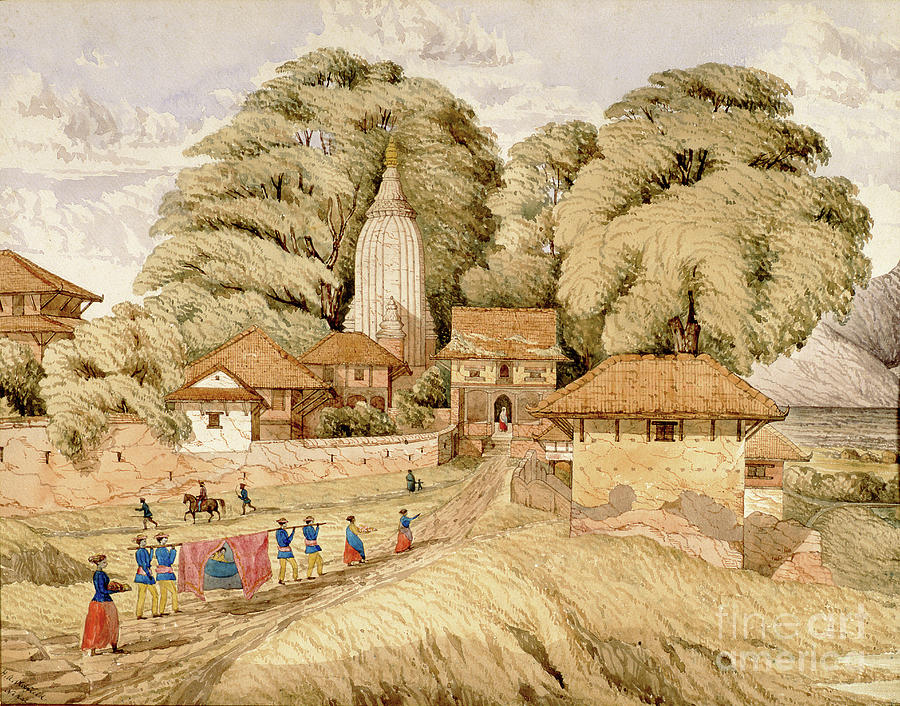 Spring Painting - Narain - Hitthee, Near Kathmandoo, Nepal by Dr. Henry Ambrose Oldfield