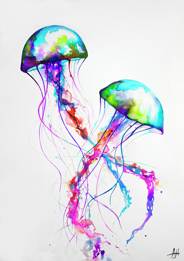 Jellyfishes Painting - Narasumas by Marc Allante