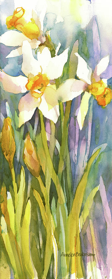 Flower Painting - Narcissus by Annelein Beukenkamp
