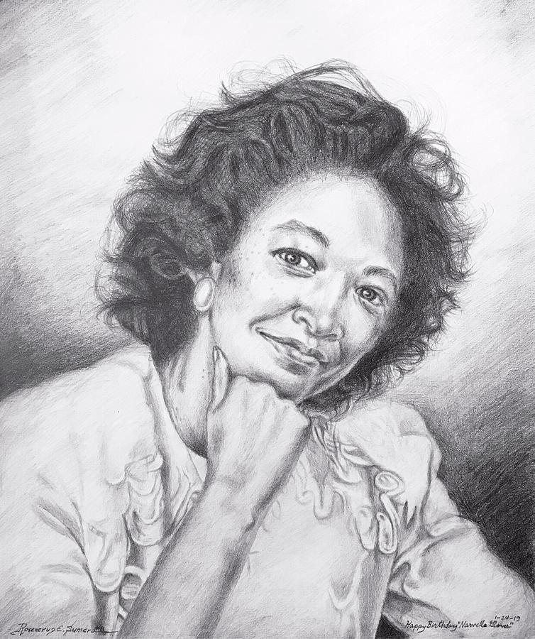 Portrait Drawing - Narvelle Glover by Rosencruz  Sumera