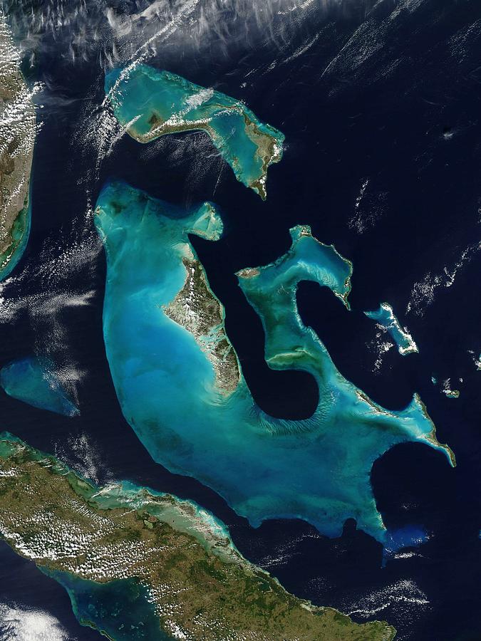 NASA Aerial shot of the Bahamas from space Painting by Celestial Images