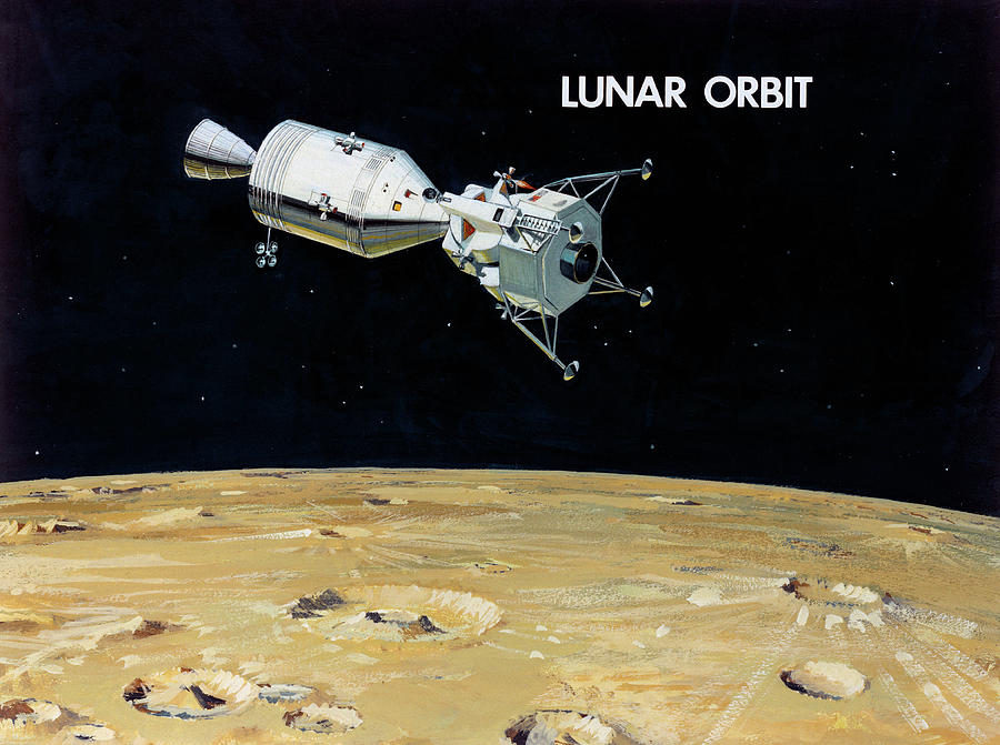 Nasa, Apollo Spacecraft Lunar Orbit Photograph by Science Source
