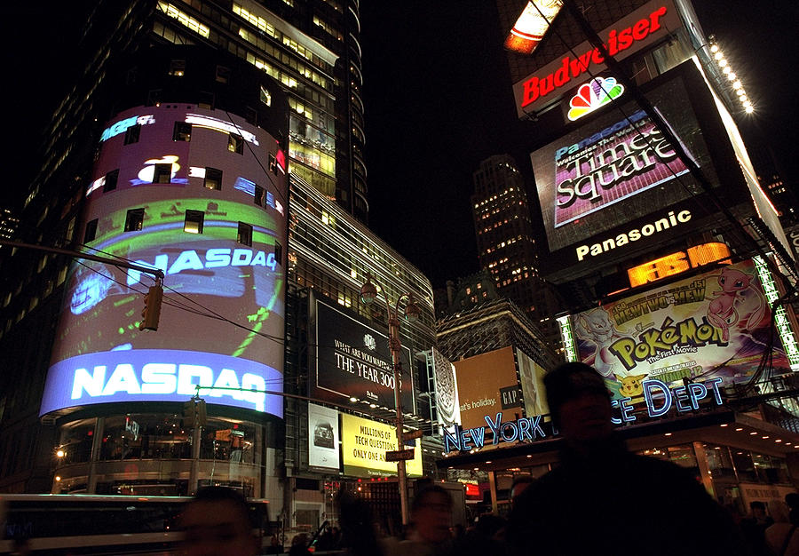 Nasdaq Billboard Is Lit Up In Times Photograph by New York Daily News Archive