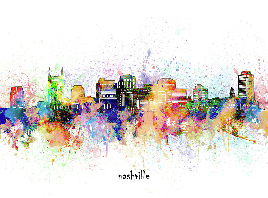 Nashville Skyline Artistic Digital Art by Bekim M