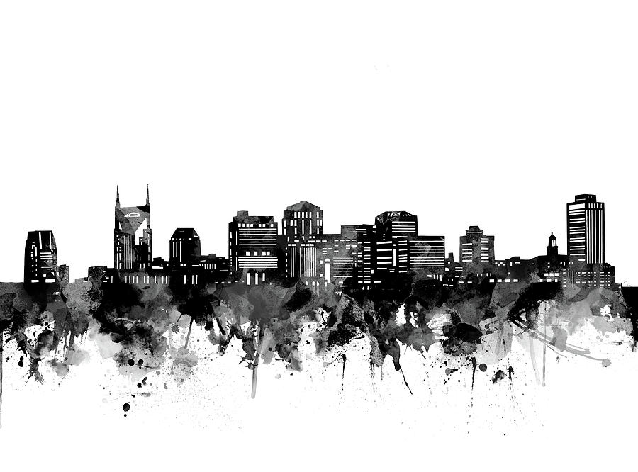 Nashville Skyline Bw Digital Art by Bekim M