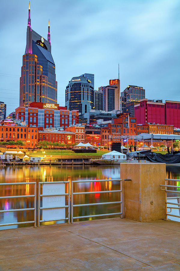 Nashville Skyline From Cumberland River Dock Photograph By Gregory Ballos