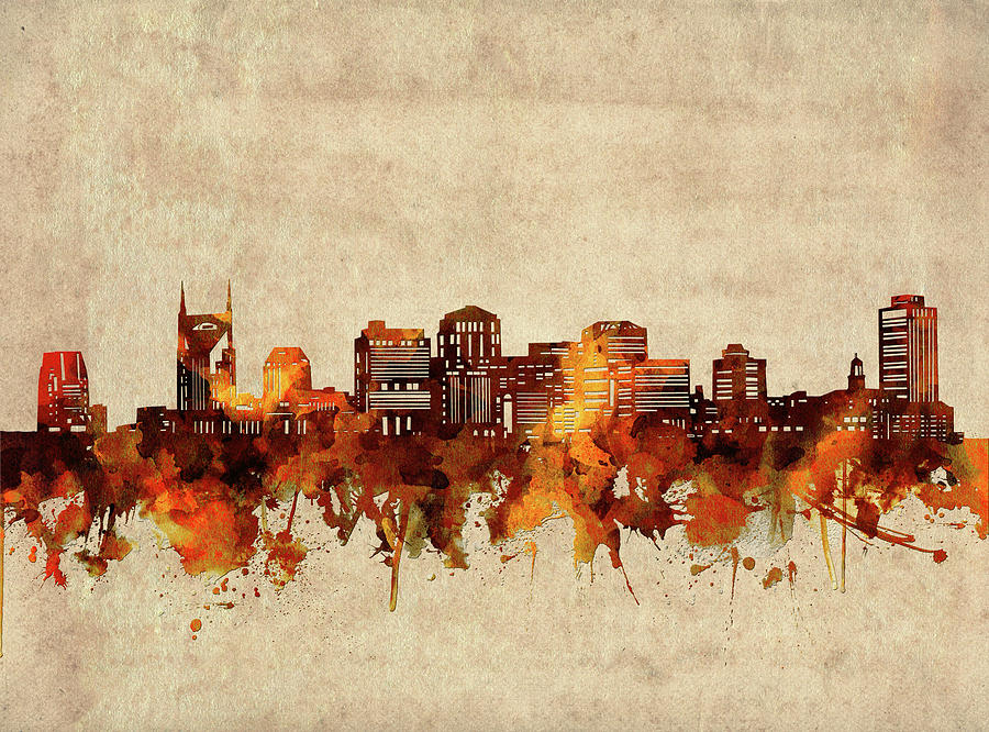 Nashville Skyline Sepia Digital Art