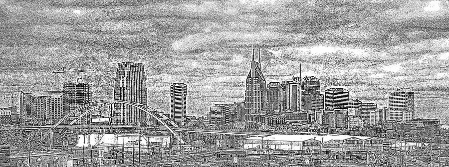Nashville TN Music City USA In Dots Country Music Capital Architectural Cityscape Art  Photograph by Reid Callaway