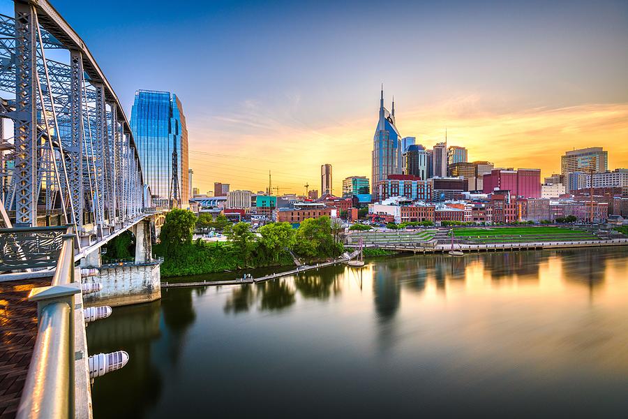 Nashville Photograph - Nashville, Tennessee, Usa Downtown City by Sean Pavone