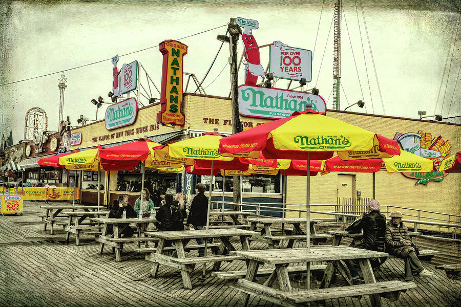 Nathans Famous Frankfurters On The Coney Island Boardwalk by Kay Brewer Nathans Famous Frankfurters On The Coney Island Boardwalk by Kay Brewer