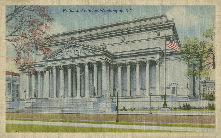 Vintage Painting - National Archives  Washington  D.c. by Unknown
