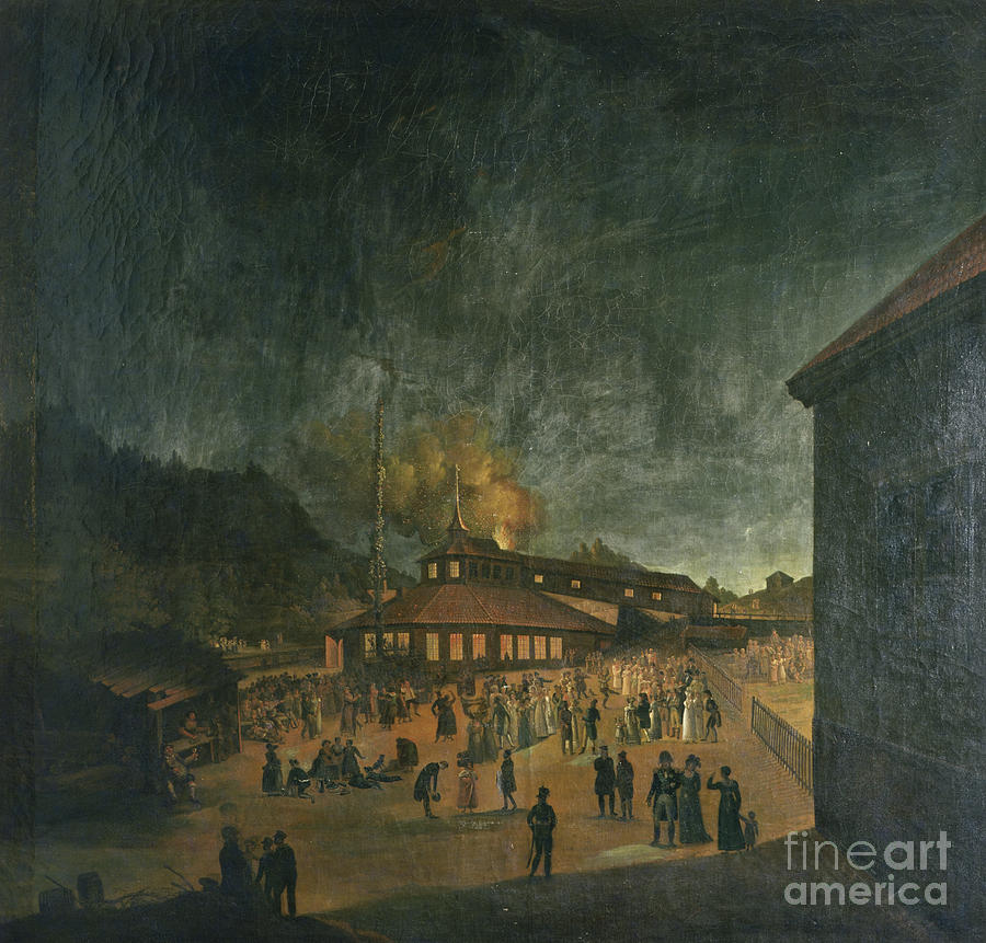 National Celebration At Baerum Jernverk Iron Factory Midsummer, 1817 Painting by Carl Vogt