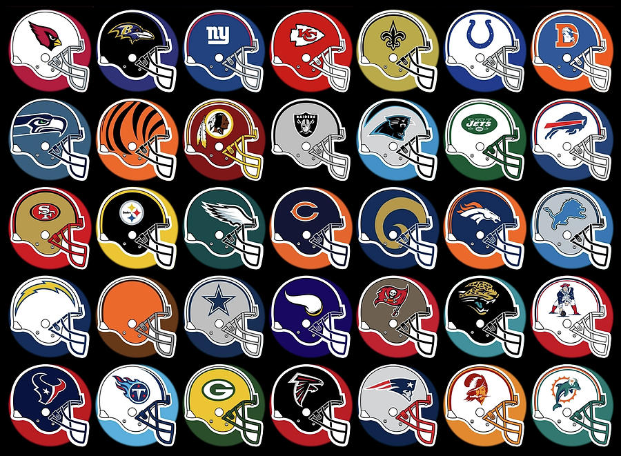National Football League Spotlight Helmets Teams Mixed Media by Movie Poster Prints